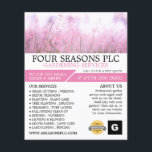 Flyer Floral cor-de-rosa, Serviço de Jardinagem, Horticu<br><div class="desc">Serviço de Jardinagem,  Folheto de Propaganda Horticulista,  cor-de-rosa,  pela Loja de Cartão de visita.</div>