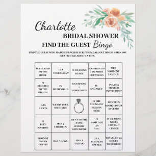 Flyer Floral Encontre o Convidados Bingo de Chá de Noiva