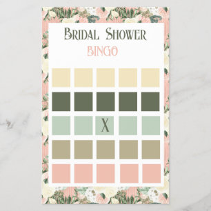 Flyer Floral Peach e Cream Chá de panela Bingo