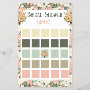 Flyer Floral Peach e Cream Chá de panela Bingo