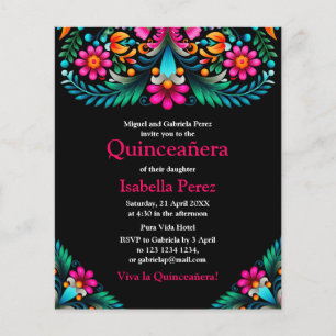 Flyer Floral Quinceanera Festa Mexicana de Aniversário P