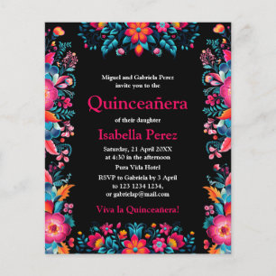 Flyer Floral Quinceanera Festa Mexicana de Aniversário P
