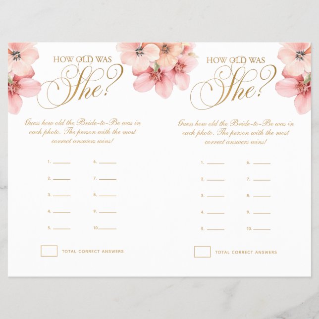 Flyer Floral Rosa Dourada, Quantos Anos Ela Teve (Frente)