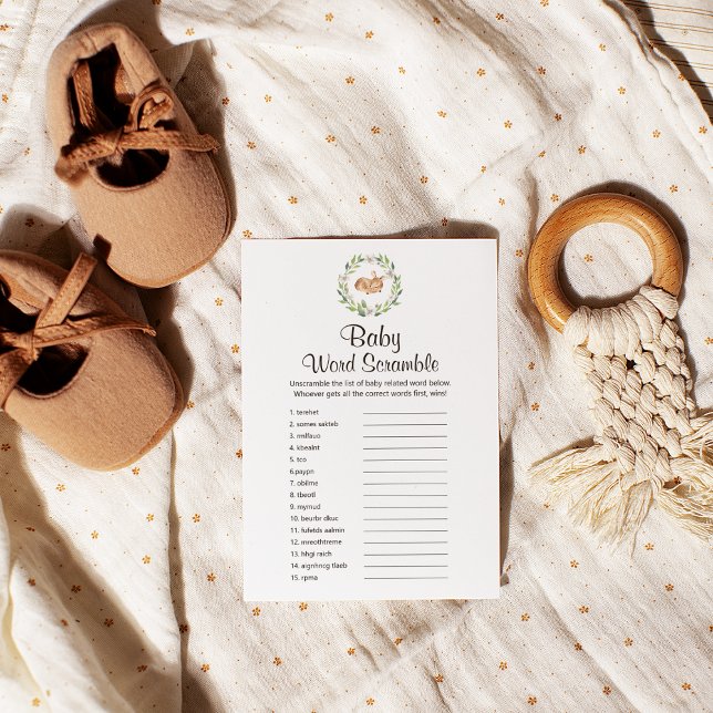 Flyer Floral Sleeping Deer  Baby UK Word Scramble Game (Criador carregado)