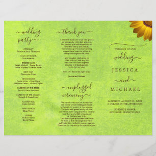 Flyer Flores Amarelas no Casamento Verde Abstrato
