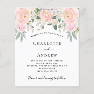 Flyer Flores cor-de-rosa cor-de-rosa orçamento de casam