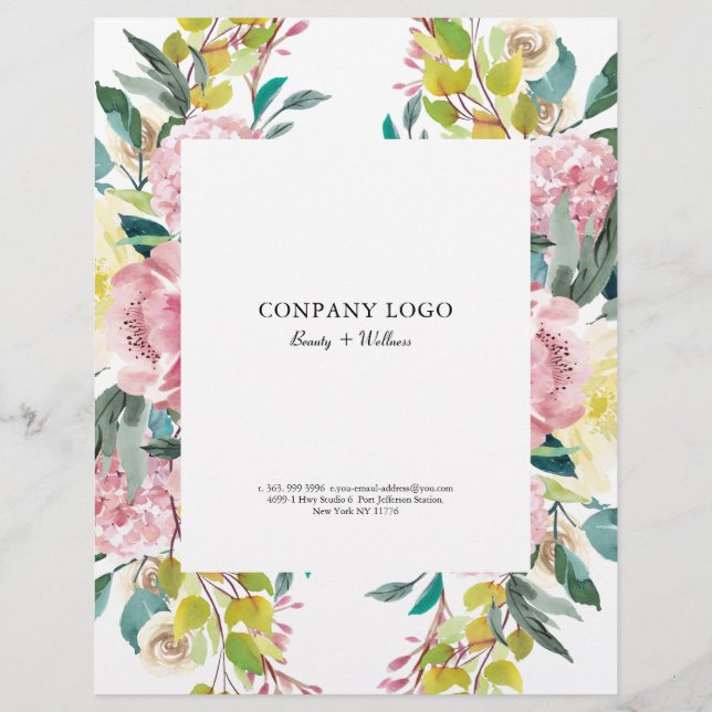 Flyer Flores de aquarela rosa (Verso)