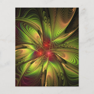 Flyer Flores de fantasia fractal suaves e tenra