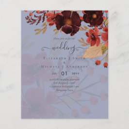 Flyer Flores de Outono para Casamento Terracota Vermelho