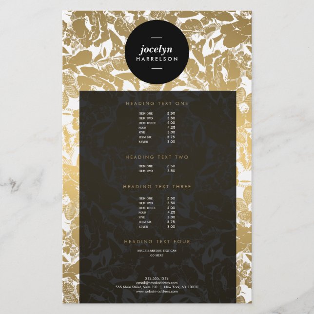 Flyer Flores Douradas modernas, Flores do Círculo Negro (Frente)