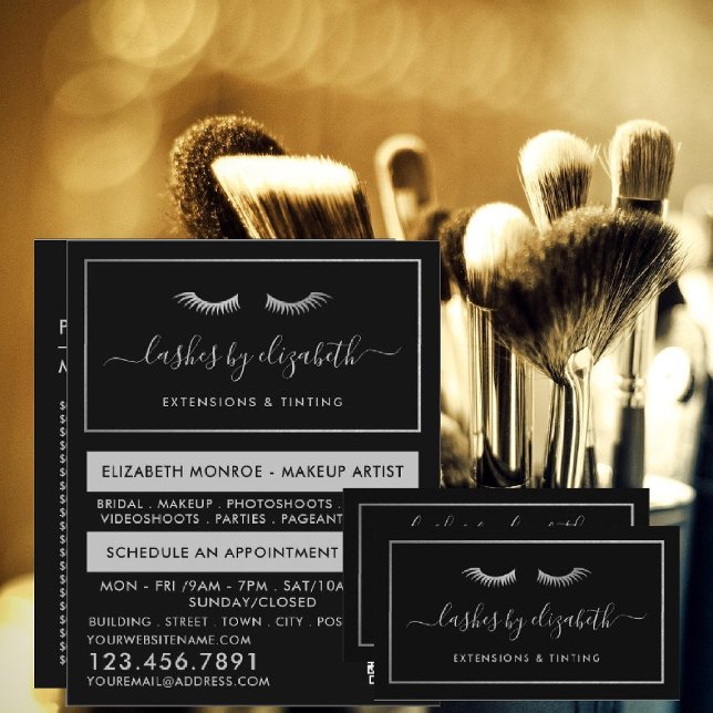 Flyer Foil de Prata Chic Lashes Artista de Maquiagem de  (Criador carregado)