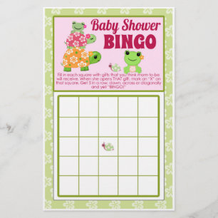 Flyer Folha de BINGO do Jogo de Baby Shower da Menina Sa