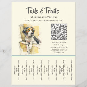 Flyer Folha de Lágrimas de Cão Andarilho com Aquarela El