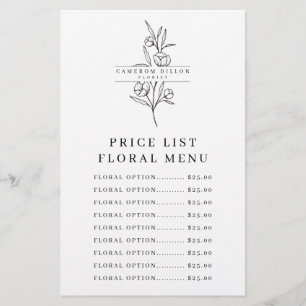 Flyer Folha de Lista de Preços Comprados da Flor Floris