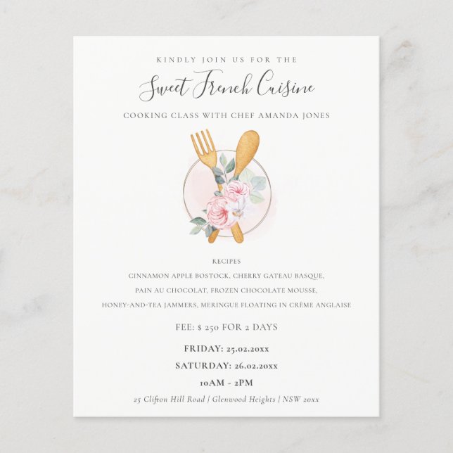 Flyer Folha de Madeira Folheada Forragem Floral Cozinhar (Frente)