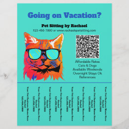 Flyer Folha de Negócios de Babá de Gato Colorida e Diver