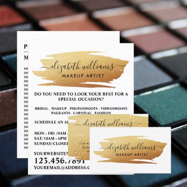 Flyer Folha de Ouro de Script Brushaft Makeup Artist Fly (Criador carregado)