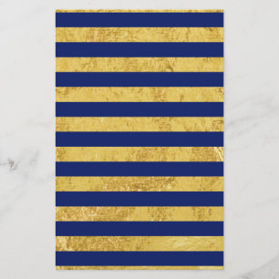 Flyer Folha de Ouro Elegante e Padrão de Faixa Azul