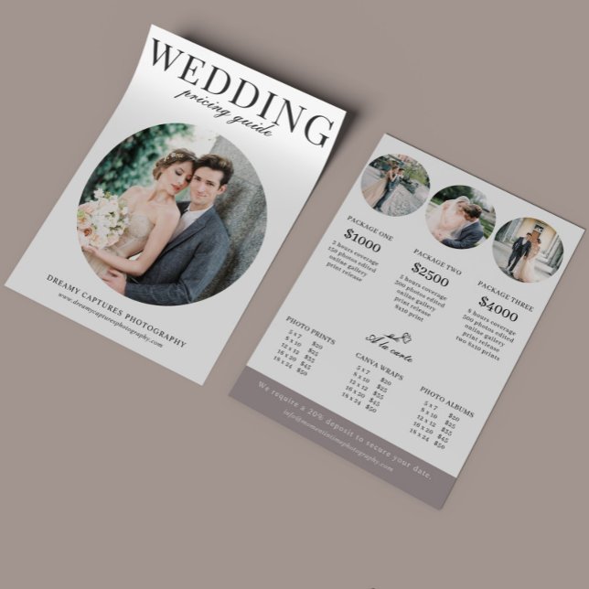 Flyer Folha de Preços da Sessão Fotográfica de Casamento (Criador carregado)