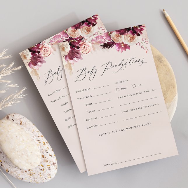 Flyer Folha de Previsões do Jogo da Chuvinha de Bebê com (Criador carregado)