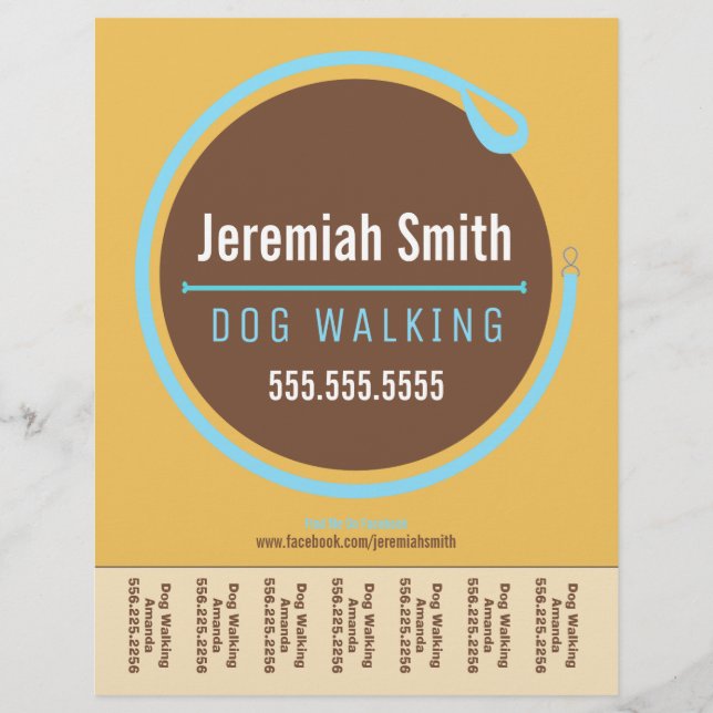 Flyer Folha de Rasgos Azuis de Corvo Walker Leash Loop (Frente)