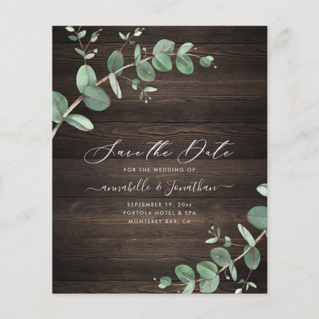 Flyer Folhagem Eucalyptus verde-orçamento madeira rústic (Frente)