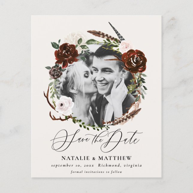 Flyer folhagem Rustic do orçamento salva o anúncio da da (Frente)