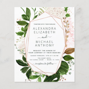 Flyer Folhagem Verde Econômico Elegante Casamento