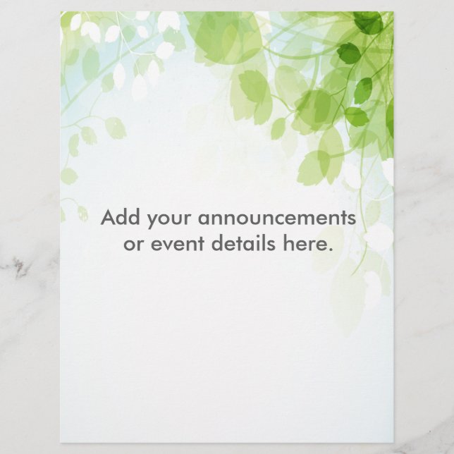 Flyer Folhas da Primavera Aquarela Personalizada (Frente)