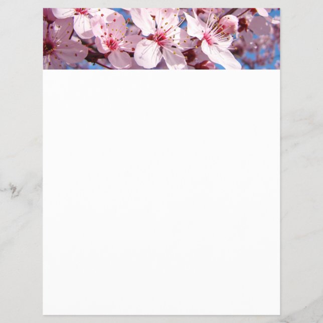 Flyer Folhas de primavera papel Árvore rosa Brilhos Azul (Frente)