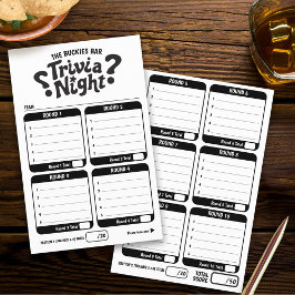 Flyer Folhas de respostas de jogos de trivia 50 pergunta