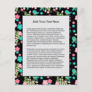 Flyer Folhas do Pastel Rainbow Black Floral Garden