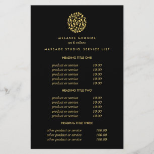 Flyer Folhas Douradas de Black Spa Massagem Preços e se