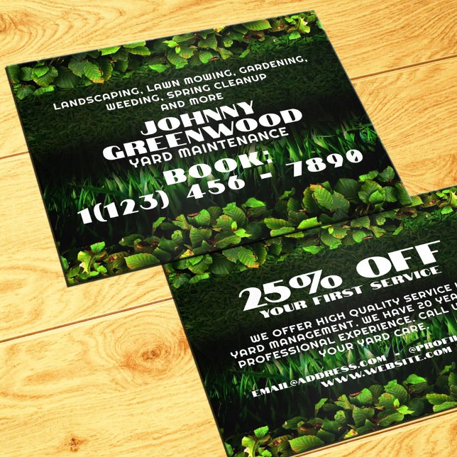 Flyer Folhas verdes e textura falsa de erva (Cool landscaping flyers)
