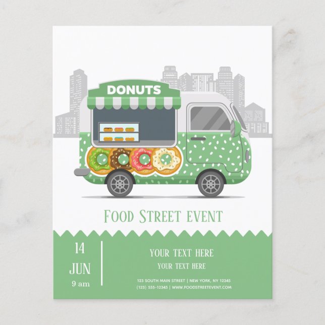 Flyer Food truck street donuts (Frente)