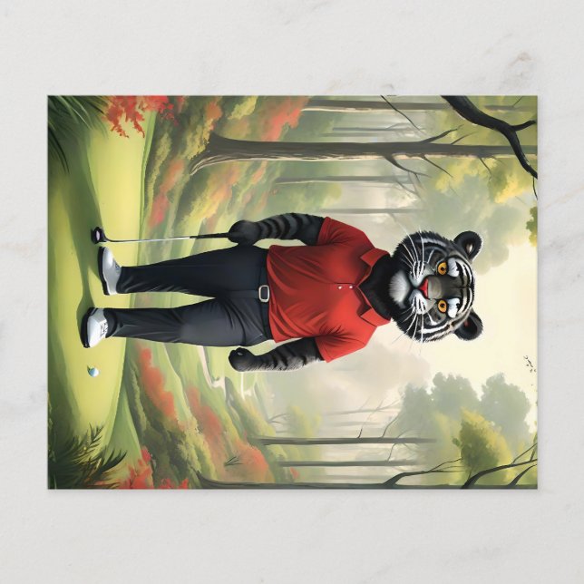 Flyer "Fore! Um Tigre Negro Jogando Golfe na Floresta" (Frente)