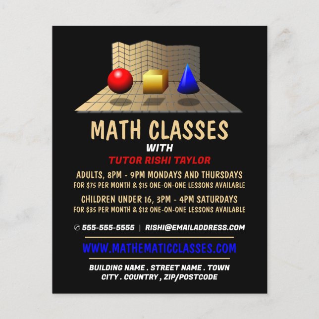 Flyer Formas Matemáticas, Anúncios de Classes de Matemát (Frente)