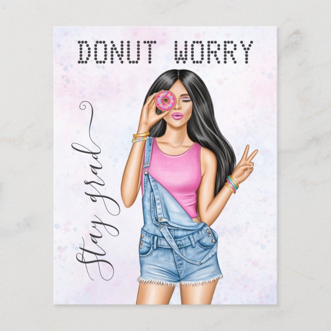 Flyer Formatura da Menina do Donut Rosa e Azul Retro (Frente)