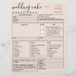 Flyer Formulário de Encomenda de Bolo de Boda de Creme R