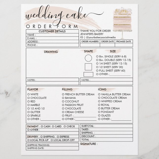 Flyer Formulário de Encomenda de Bolo de Casamento e Ani (Frente)