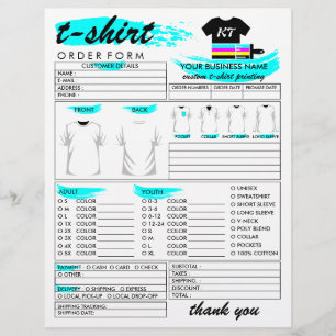 Flyer Formulário de Encomenda de Impressão de Camiseta d