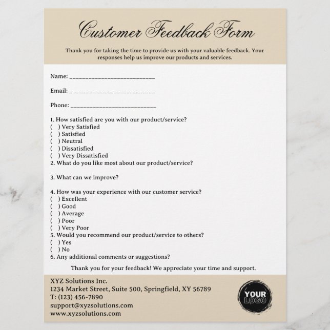 Flyer Formulário de Feedback do Cliente para Negócios (Frente)
