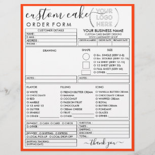 Flyer Formulário de Pedido de Bolo Moderno de Panificaçã