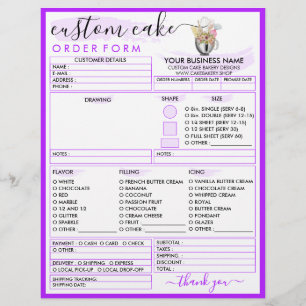 Flyer Formulário de Pedido de Bolo Simples para Pastelar