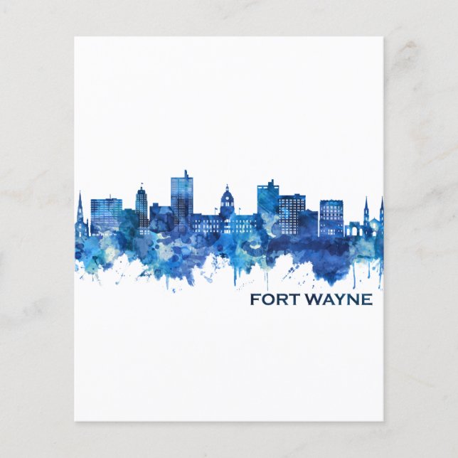 Flyer Fort Wayne Indiana Skyline Blue (Frente)