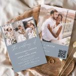 Flyer Foto Azul Dusty Código QR Casamento Convite<br><div class="desc">Busto Azul O Casamento do Código QR Elegante Moderno, Quatro (4) Colagem de Fotos e Grande Convite Minimalista de Casamento de Data. Os cartões de convite para o casamento contêm uma tipografia moderna que é elegante, simples e moderna para usar depois de você celebrar o dia de casamento simples e...</div>