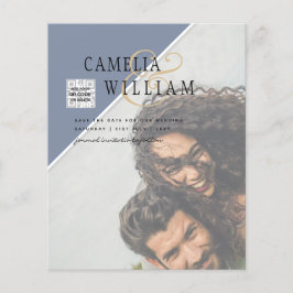 Flyer Foto BUDGET Salve a data BLUE QR Code RSVP