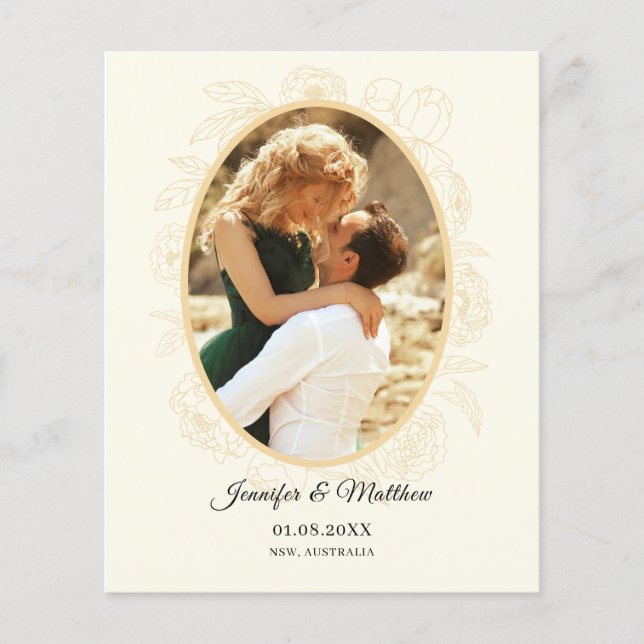 Flyer Foto de Borda Floral Salvar o Convite de Data (Frente)