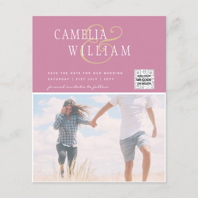 Flyer Foto de BUDGET Casamento Convite Salvar Data QR Có (Frente)