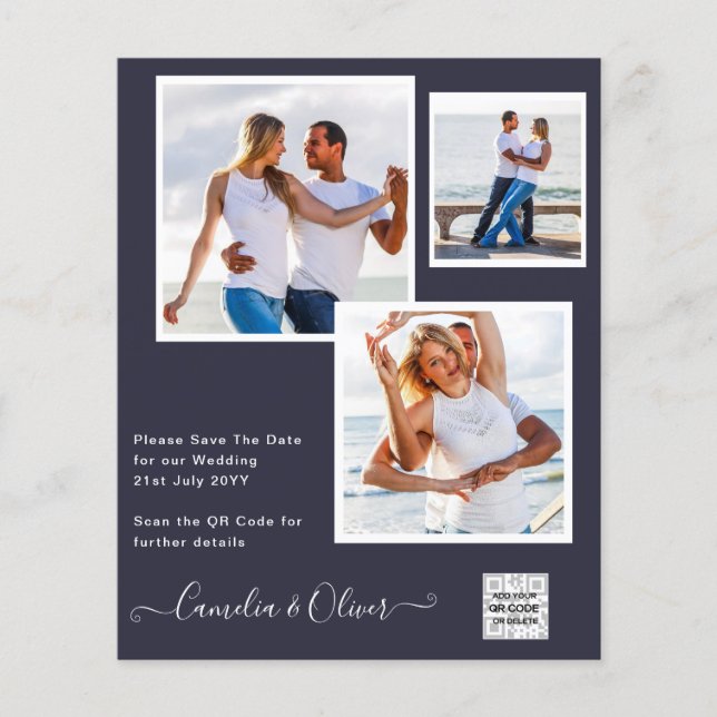 Flyer Foto de BUDGET Casamento Convite Salvar Data QR Có (Frente)